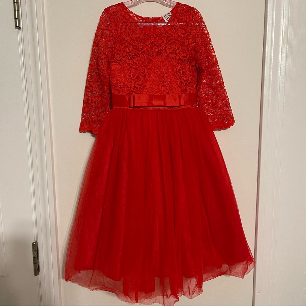 2-3T Girls Flower Girl Pageant Ball Gown Princess Tulle Dress Red